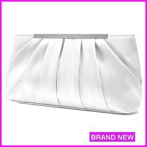 Satin Clutch Evening Bag Elegant Detachable Chain Formal Party Handbag